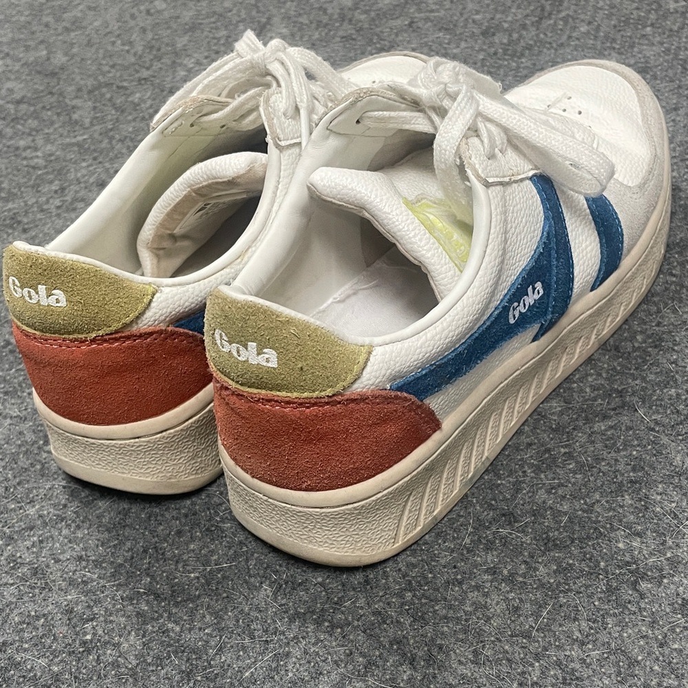 Gola White and Blue Sneakers with Red and Tan Accents Size 7
